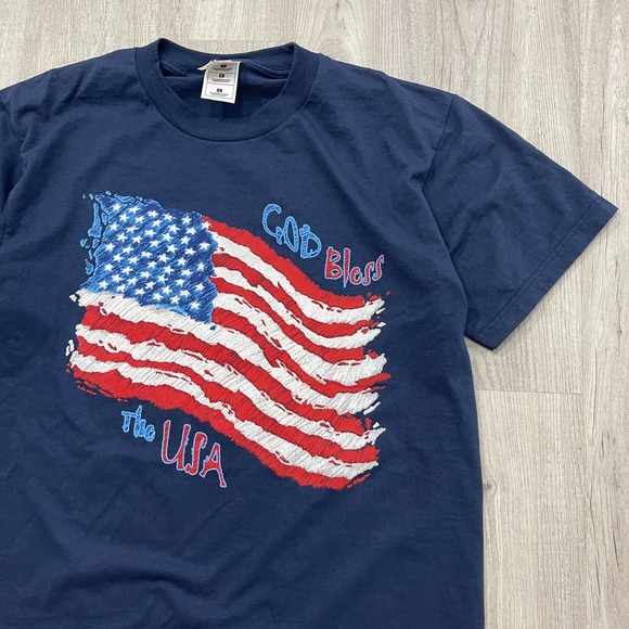 VINTAGE 90s God Bless The USA United States Flag Shirt Size Large L Mens 1990s - Picture 2 of 6